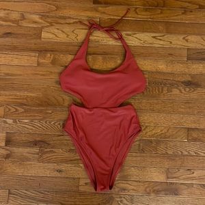Aerie Red Cut Out One Piece